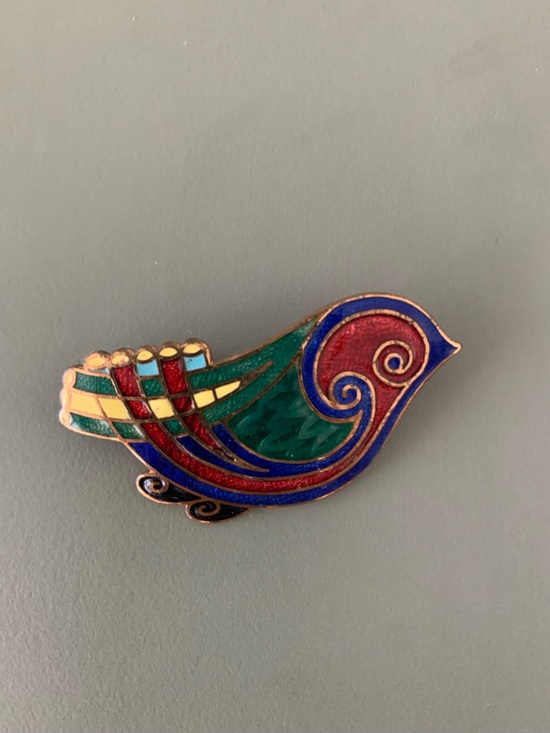 Vintage Jewelry - Vintage Tara Ware Enamel Bird Brooch - Multicolor Cloisonné Style